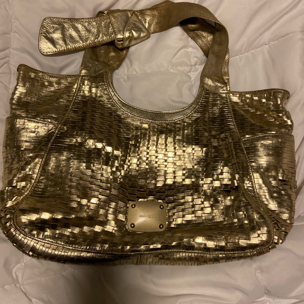 Jimmy Choo metallic gold shoulder bag